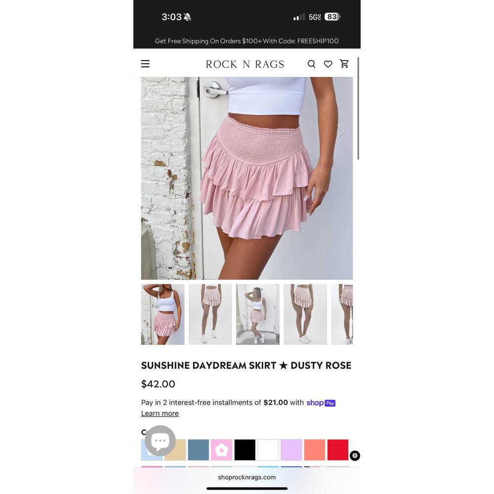 Rock n rags sunshine daydream skirt dusty rose